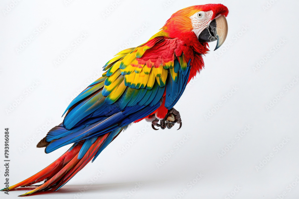 A parrot perches, a splash of color