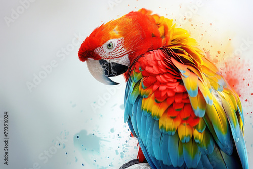A parrot perches, a splash of color © Veniamin Kraskov