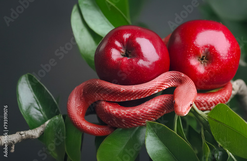 mela e serpente, concetto di tentazione photo