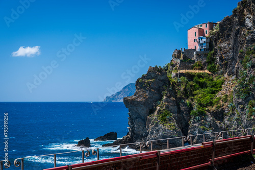 Magic of the Cinque Terre. Colors of the houses and the sea of ​​Corniglia