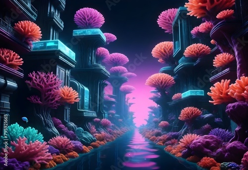 Cyberpunk a hyperrealistic 8k underwater coral cit (2) photo