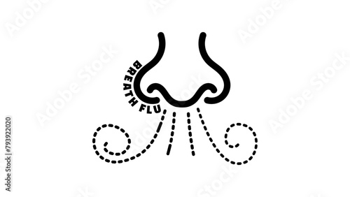 Breath flu, black isolated silhouette