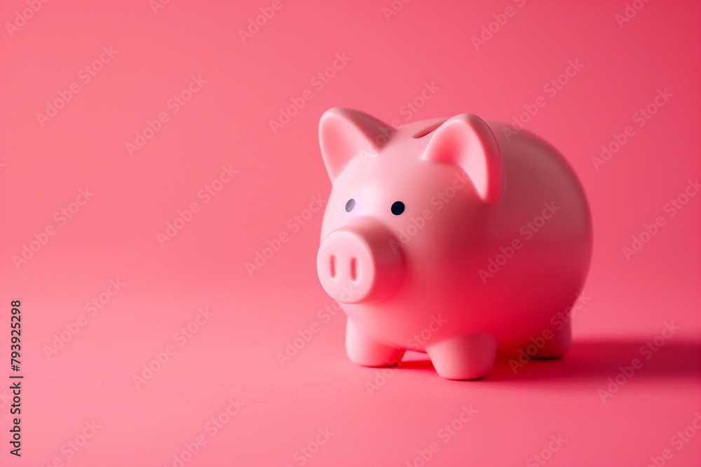 Photo of a piggy bank on a pink background, symbolizing financial security Photo of a piggy bank on a pink background, symbolizing financial security