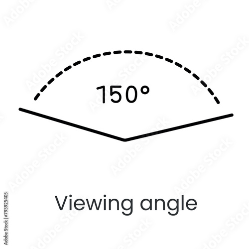 Viewing angle line vector icon with editable stroke