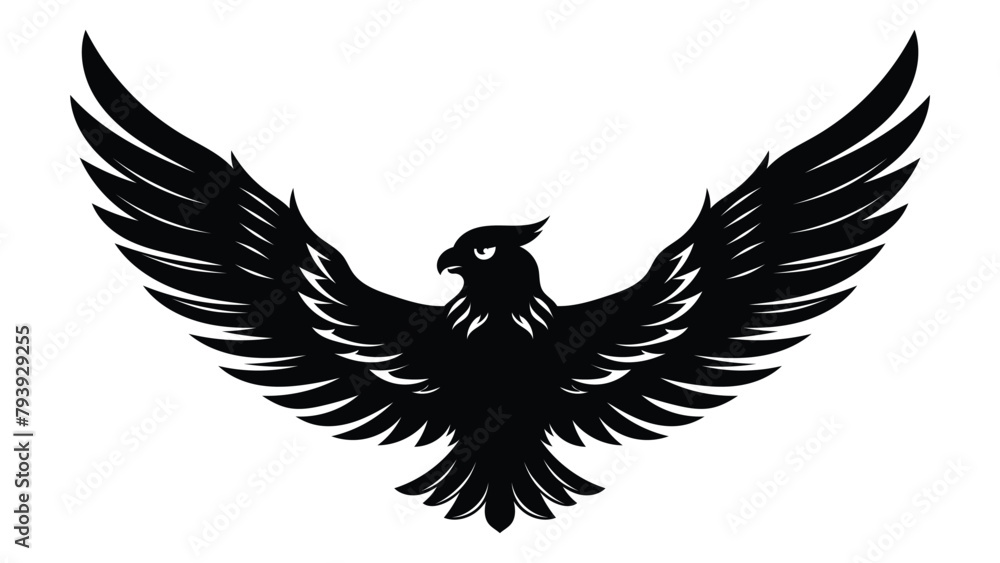Fototapeta premium Eagle vector illustration. Silhouette of Bald Eagle Logo or symbol