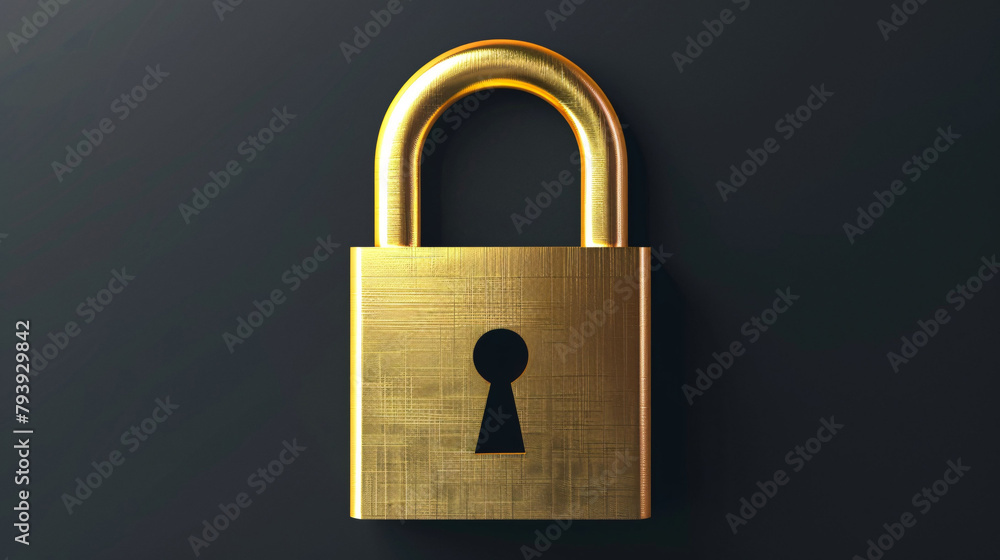 Fototapeta premium Golden lock, financial economic data money security concept illustration