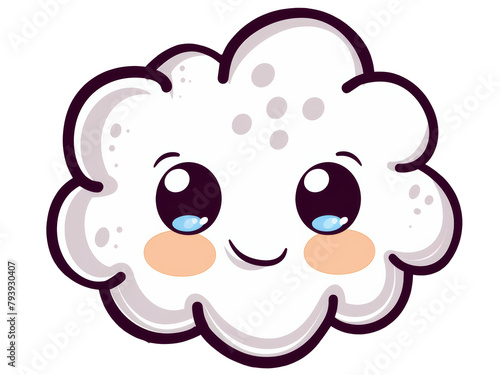 A cute cartoon cloud character with a smiling face and whimsical eyes, set against a simple background, perfect for children's illustrations or lighthearted designs photo