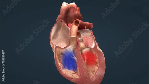 Blood circulation in heart photo