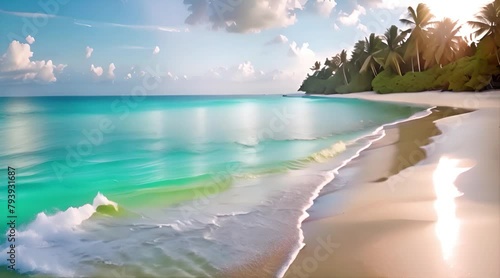 Serene Maldivian Beachscape: Pristine Sands and Tranquil Azure Waters photo