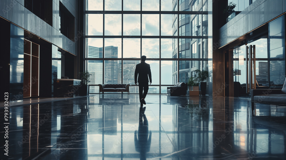 low angle view of a businessman walking in office, Corporate Life Business person Walking low angle view of a businessman walking in office, Corporate Life Business person Walking