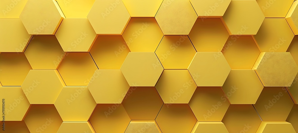 Yellow Background with Hexagonal Shapes: Abstract Geometric Composition Yellow Background with Hexagonal Shapes: Abstract Geometric Composition
