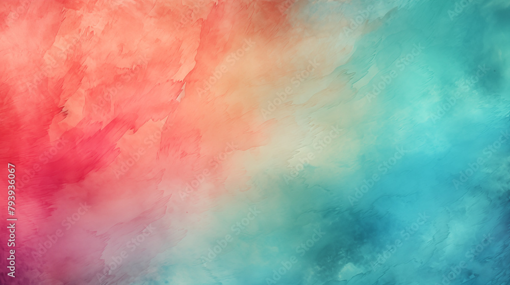 Abstract Red and Aqua Watercolor Background with Textured Effect