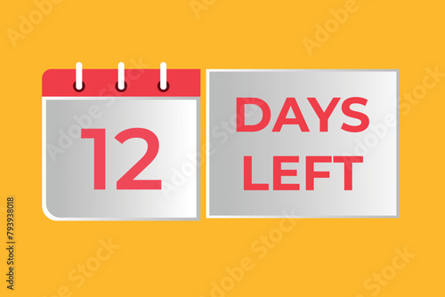 12 days to go countdown template. 12 day Countdown left days banner design. 12 Days left countdown timer