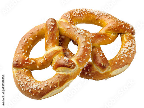 Freshly baked soft pretzels served warm with a sprinkle of coarse salt, perfect for snacking at fairs or enjoying with mustard, located in a bustling street food market in the late afternoon