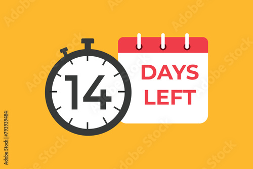 14 days to go countdown template. 14 day Countdown left days banner design. 14 Days left countdown timer 