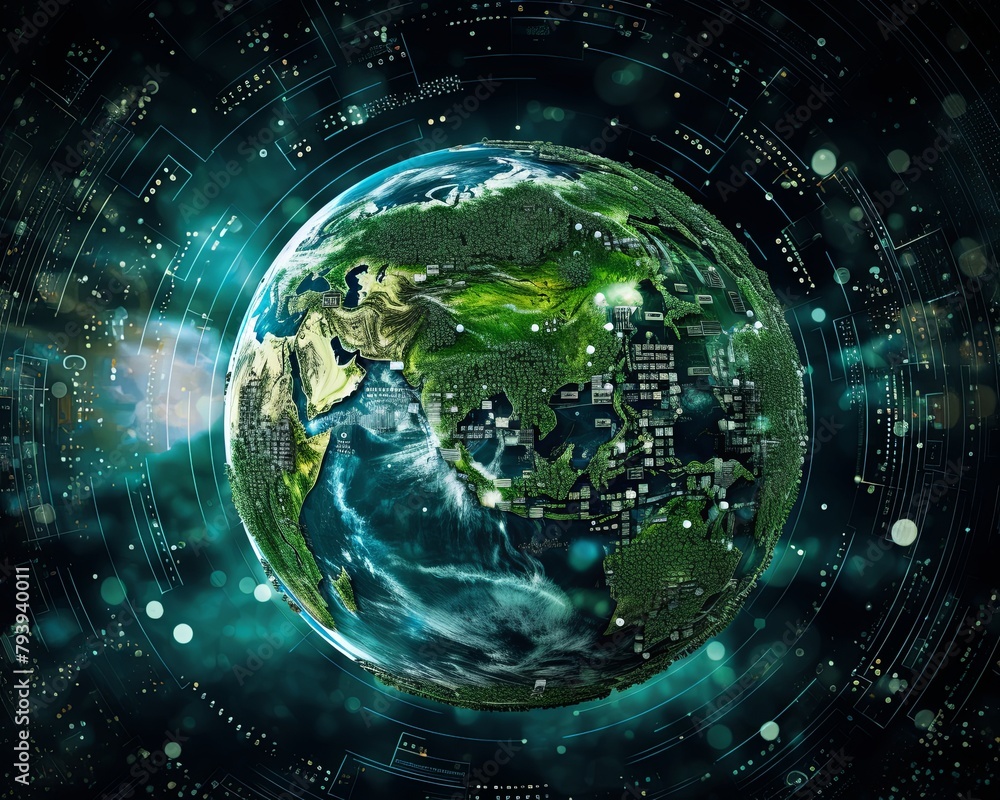 Obraz premium Circuit board planet Earth