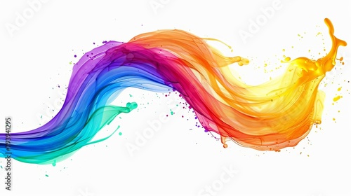 abstract rainbow wave colorful paint splash isolated on white background design element