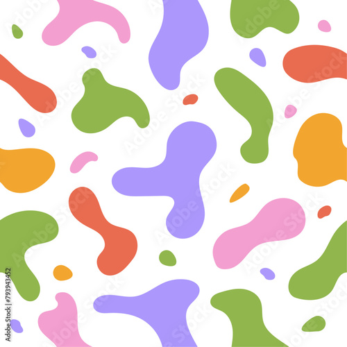 Colorful bubbly shapes. Abstract seamless pattern. Modern and trendy vector illustration.