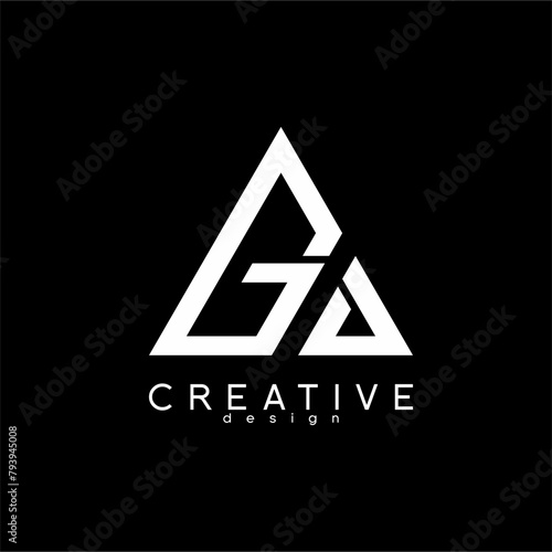 GA 7 letter logo design with a triangle concept.