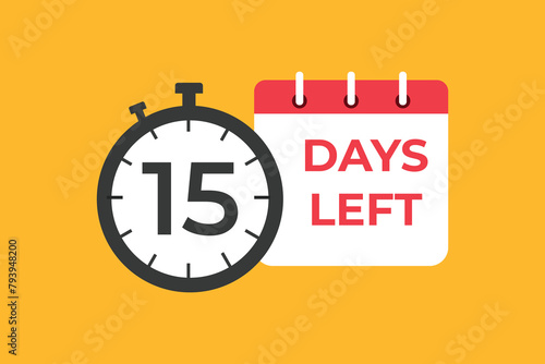 15 days to go countdown template. 15 day Countdown left days banner design. 15 Days left countdown timer