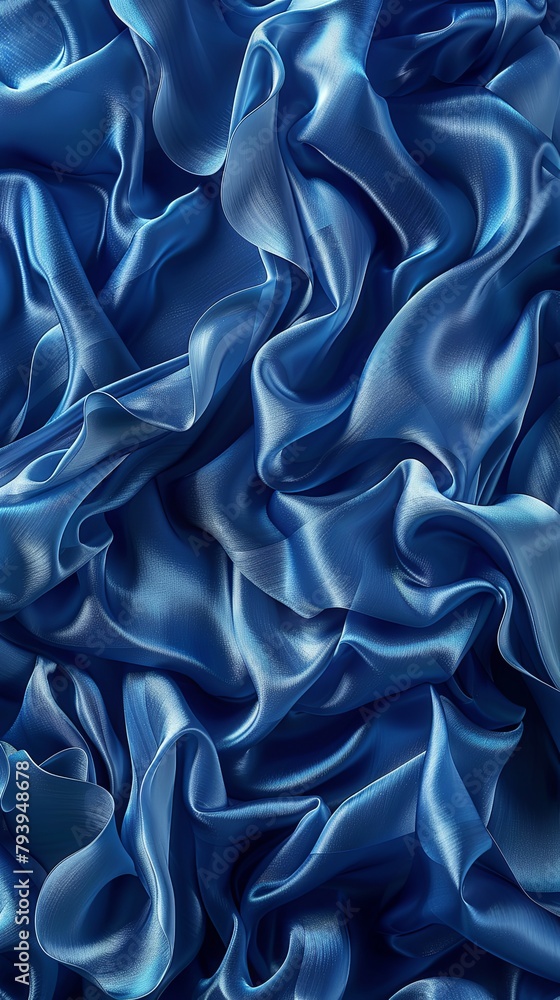 Obraz premium Luxurious Blue Fabric Folds Depth Fashion Wallpaper