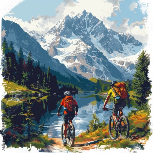 tourists cycling through the beautiful scenery.