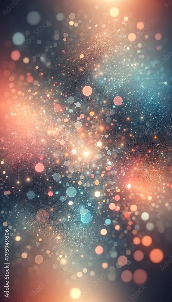 Abstract bright glitter blue background out of focus.3 d render