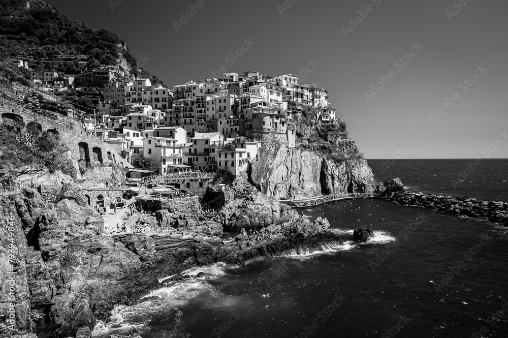 Magic of the Cinque Terre. Timeless images. Manarola in black and white