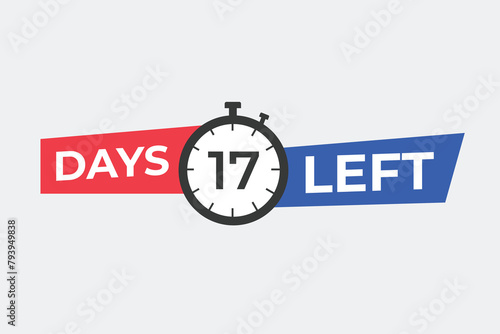 17 days to go countdown template. 17 day Countdown left days banner design. 17 Days left countdown timer 