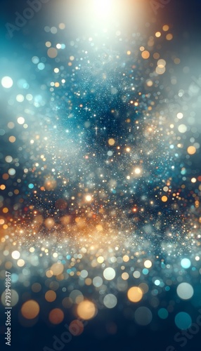 Abstract bright glitter blue background out of focus.3 d render