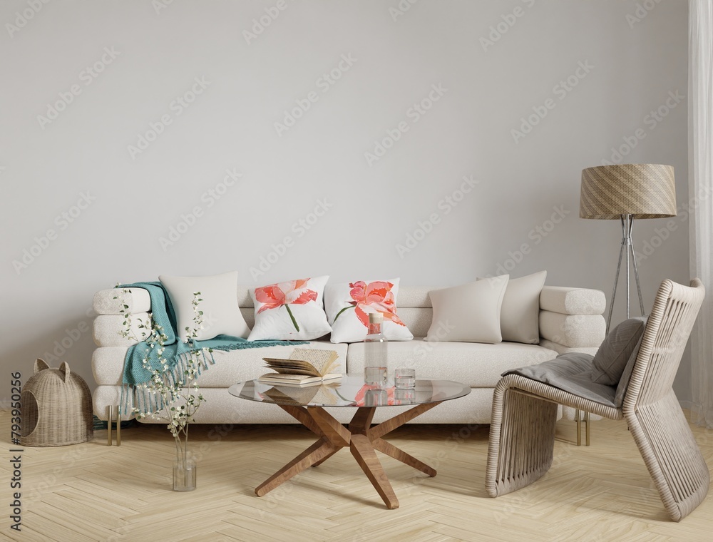 Mockup interior, empty background in home design, scandinavian modern ...