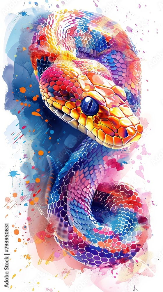 Snake design in vivid multicolor style isolated on Snake design in vivid multicolor style isolated on