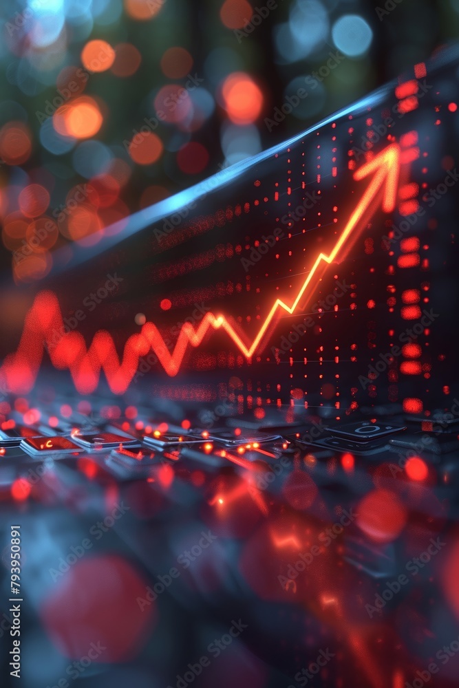 A graph with a dynamic arrow showing uptrending investment growth, perfect for demonstrating progress in presentations. A graph with a dynamic arrow showing uptrending investment growth, perfect for demonstrating progress in presentations.