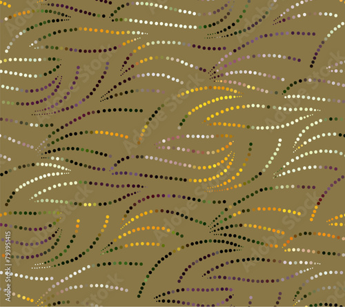 Abstract vector wave camo background of drawn lines. Coloful floral pattern.