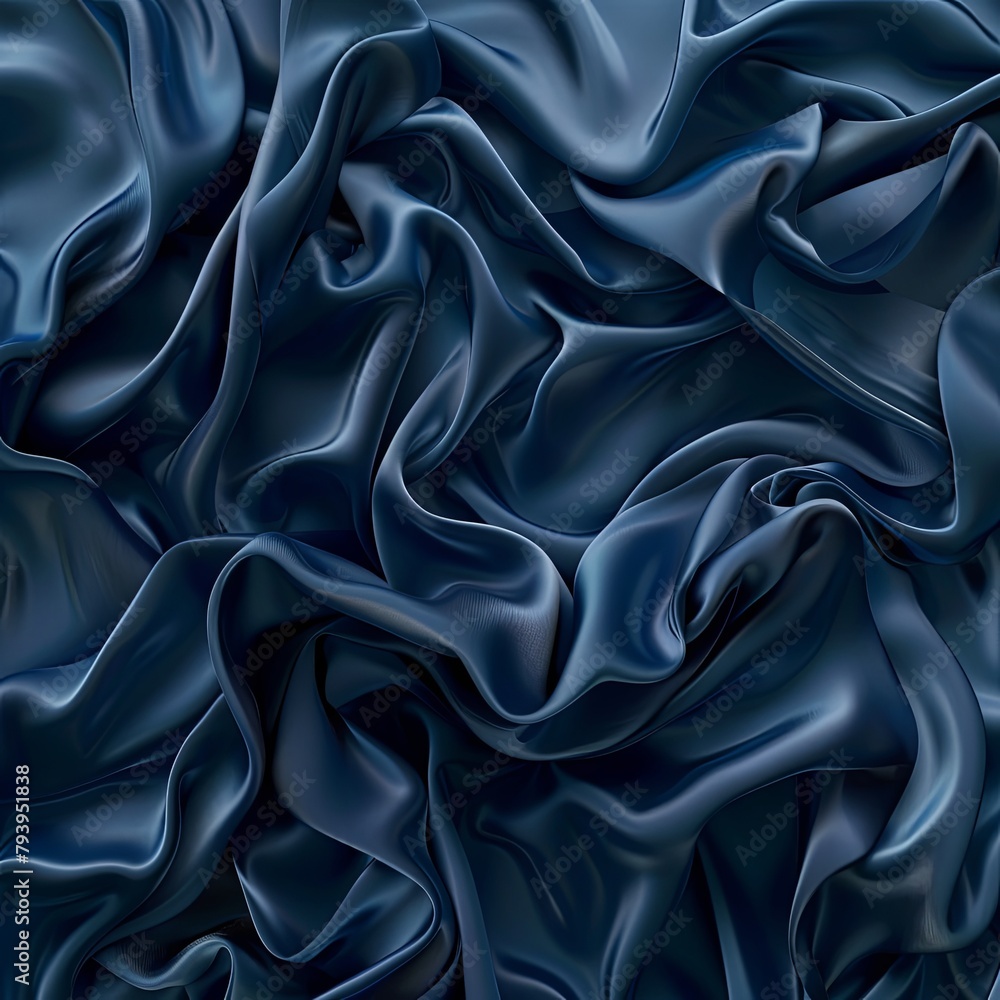 Fototapeta premium Luxurious Blue Fabric Folds Depth Fashion Wallpaper