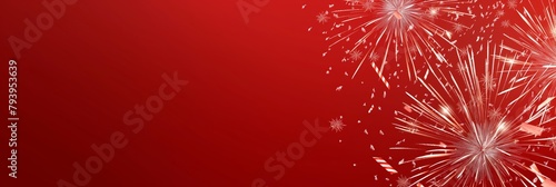 A dynamic and spectacular fireworks display energetically bursting over a rich red backdrop, symbolizing celebration and festivity photo