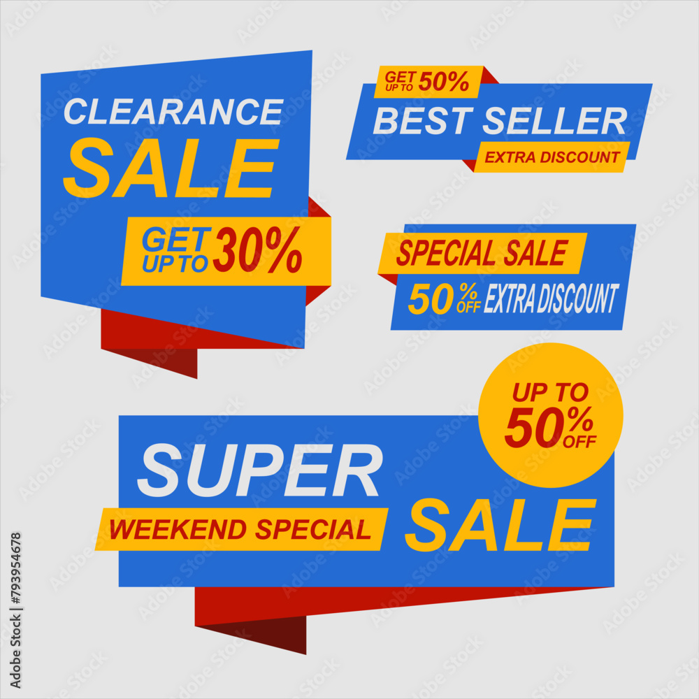 Set of stickers and banners. Geometric shapes and. Big set discount and promotion banners. Advertising element. Sale banner tag. Set of stickers and banners. Geometric shapes and. Big set discount and promotion banners. Advertising element. Sale banner tag.