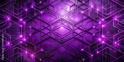Purple metallic abstract black cyber geometric lines
