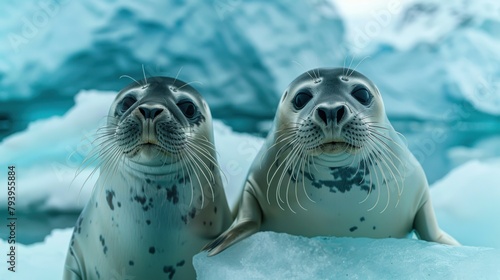bearded seals blue white ice