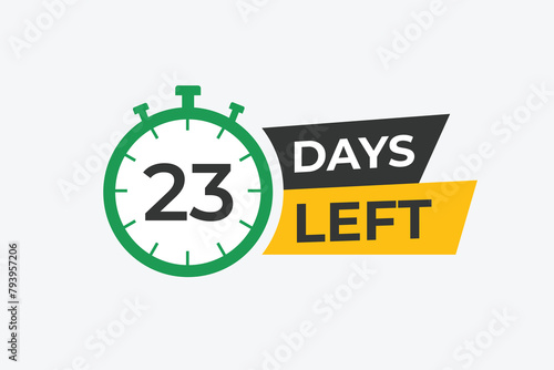 23 days to go countdown template. 23 day Countdown left days banner design. 23 Days left countdown timer
