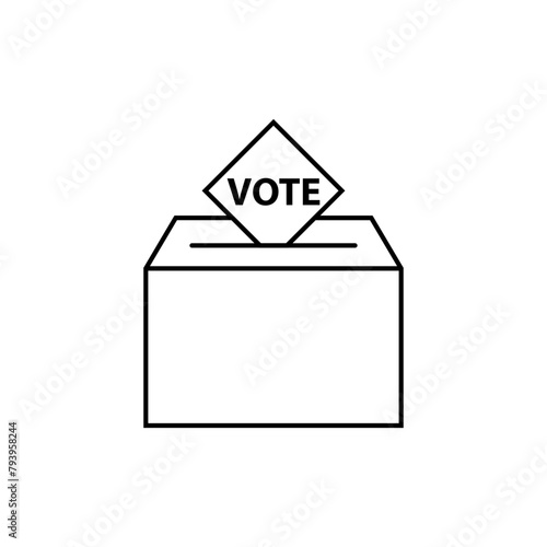 Minimalist vector voting box slip election political symbol icon