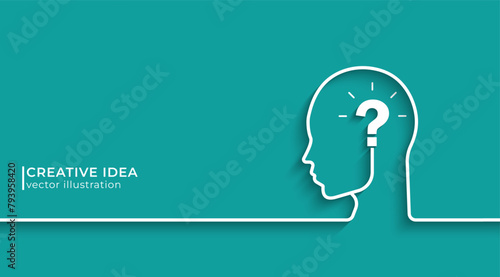 Human head icon silhouette with question mark as conceptual symbol. innovation and creative idea concepts. Vector illustration design for template design, business, web, brochure and banner.