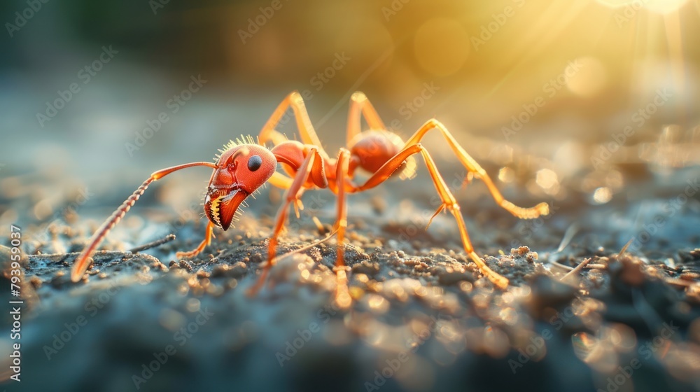 Macro photo of red ant in the nature Macro photo of red ant in the nature