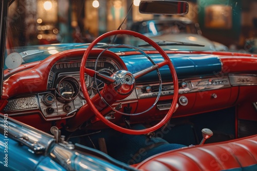Close-up retro and vintage car interior © Lubos Chlubny