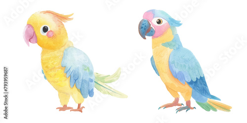 cute parrot watercolor vector illustration
