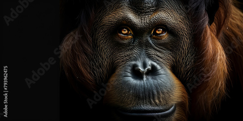 Close-Up Portrait of a Orangutan's Face
