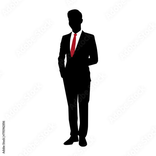 Vector illustration of business man silhouette isolated on white background