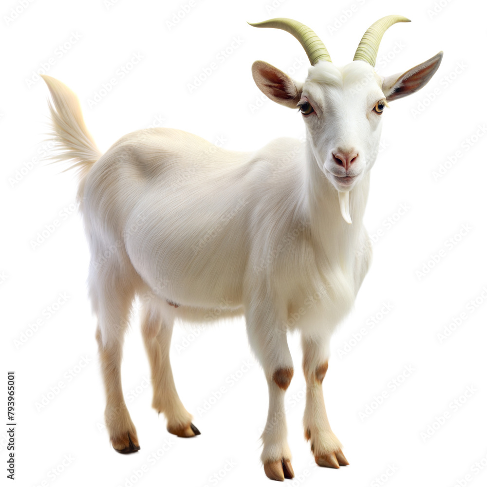 Fototapeta premium Realistic white goat on a transparent background