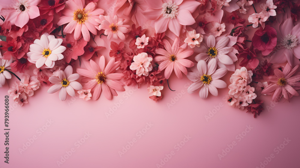 beautiful spring flowers on paper background