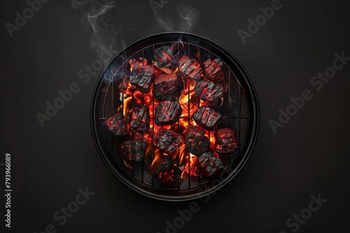 Grill Filled With Dices on Black Surface